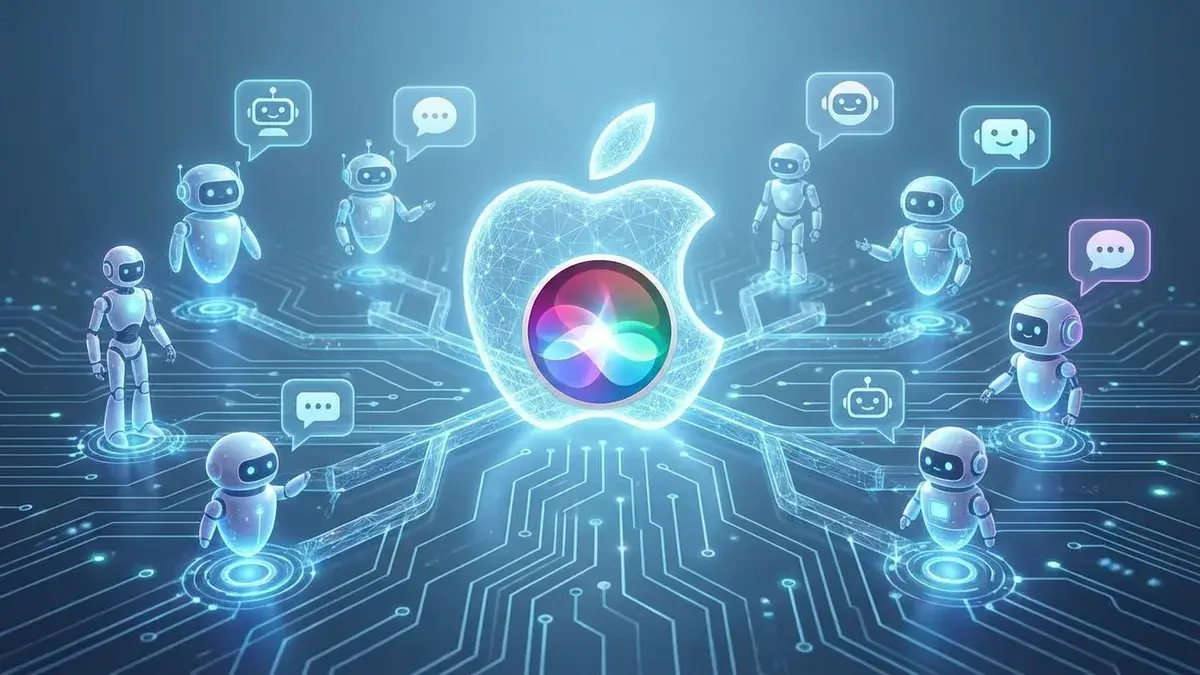 iPhone mat Siri Interface déi verschidde AI-Chatbots weist