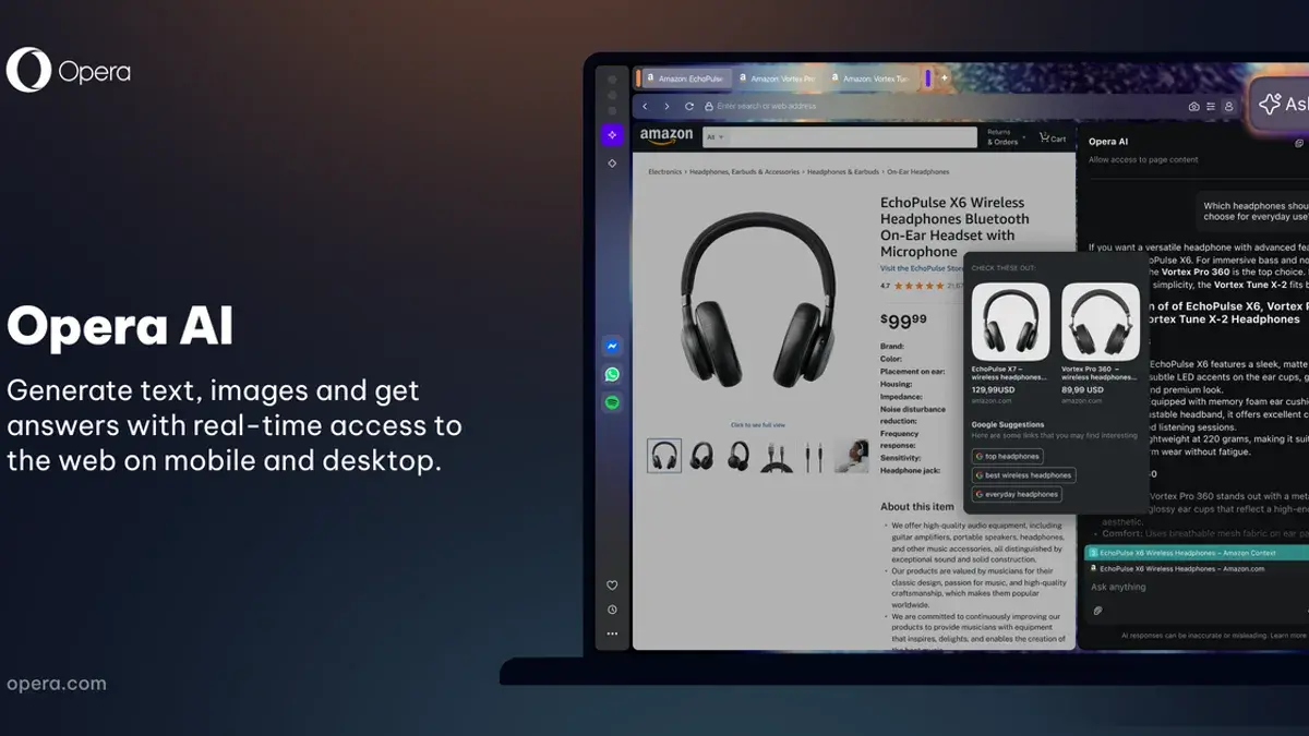 Opera Browser mat ChatGPT Integratioun op engem Computer am Büro