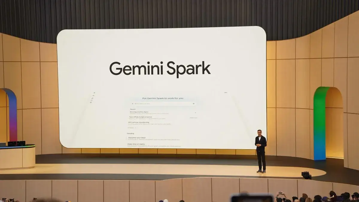 Konzeptuell Illustratioun vum Google Gemini Spark Agent mat Dateschutz Froen